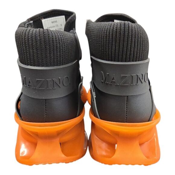 MAZINO MENS HIGH TOP AVENTURINE CHUNKY SNEAKER ORANGE ATHLEISURE CASUAL SHOES. - Picture 6 of 8